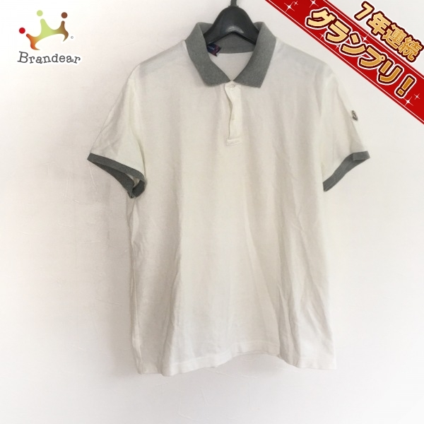 モンクレール MONCLER 半袖ポロシャツ サイズL - 白×グレー メンズ トップス