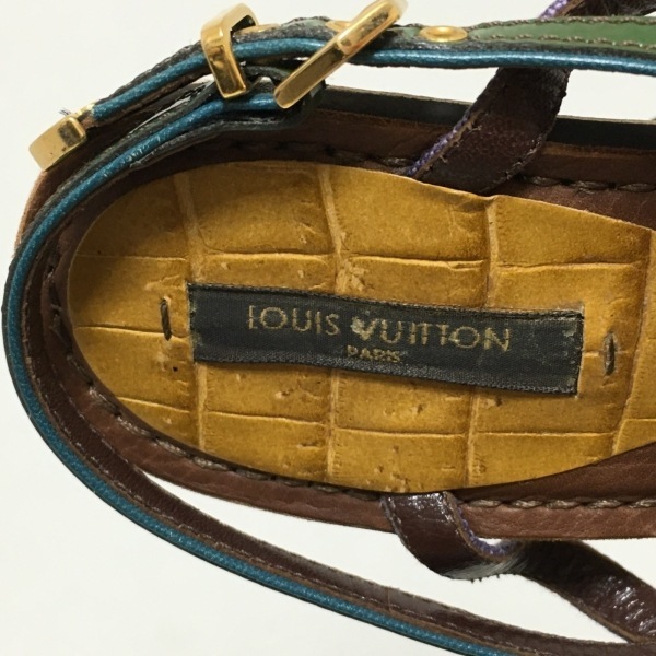 ルイヴィトン LOUIS VUITTON サンダル - エナメル（レザー）×キャンバス×シルク グリーン×パープル×マルチ レディース 確認出来ず 靴_画像5