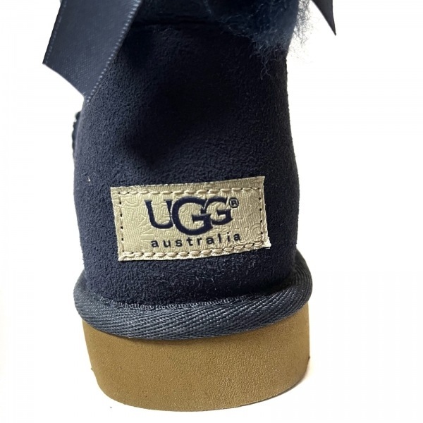 アグ UGG ショートブーツ 24 1002954 - ムートン ネイビー レディース リボン 美品 靴_画像5