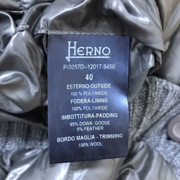 ヘルノ HERNO ダウンコート サイズ40 M - カーキ×グレー レディース 長袖/冬 美品 コート_画像4