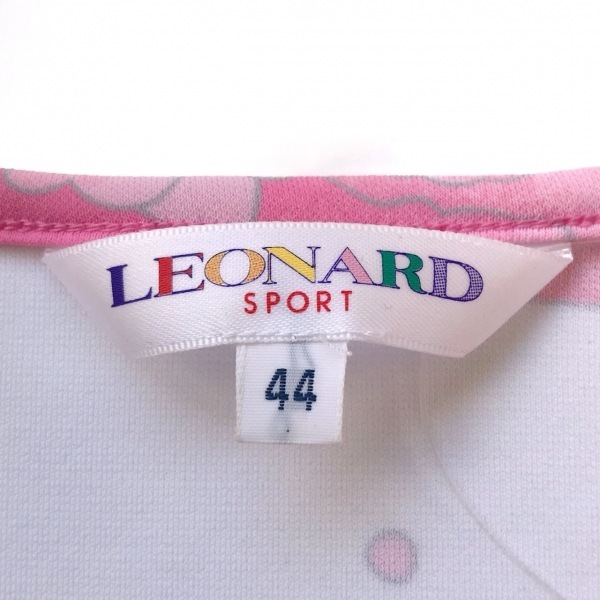 レオナールスポーツ LEONARD SPORT 七分袖カットソー サイズ44 L - 白×ピンク×マルチ レディース 花柄/魚柄 美品 トップス_画像3