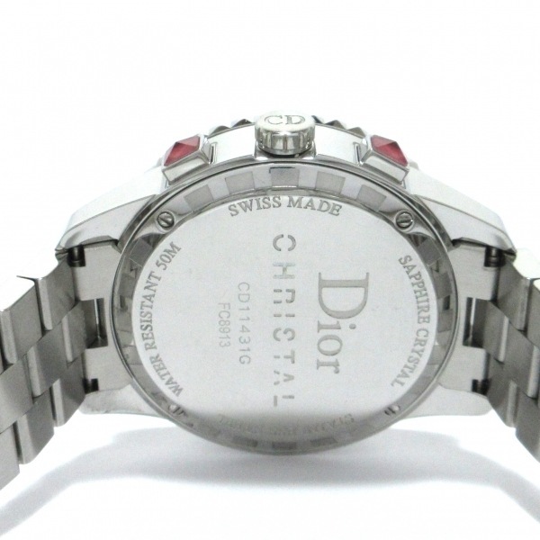 DIOR/ChristianDior(ディオール) 腕時計■美品 クリスタルクロノグラフ CD11431G ボーイズ SS/ダイヤベゼル/クロノグラフ レッド_画像3