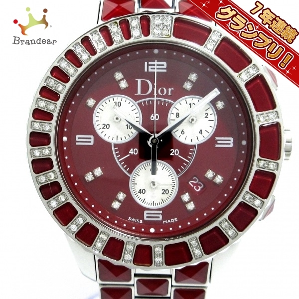 DIOR/ChristianDior(ディオール) 腕時計■美品 クリスタルクロノグラフ CD11431G ボーイズ SS/ダイヤベゼル/クロノグラフ レッド_画像1