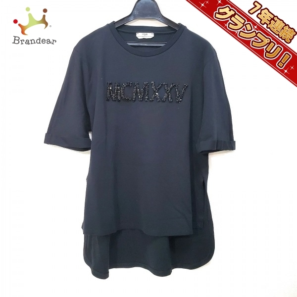 フェンディ FENDI 半袖Tシャツ サイズ42 M - 黒 レディース クルーネック/ビジュー トップス
