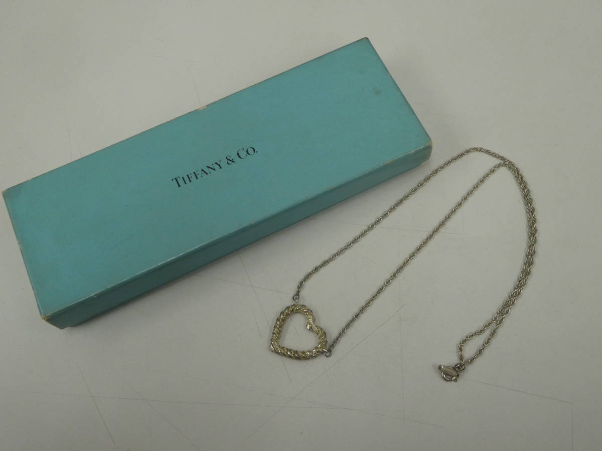 ☆ Tiffany & Co. ティファニー ツイスト ハート ネックレス シルバー 925 750 K18 箱付き 中古品 1円スタート ☆_画像1