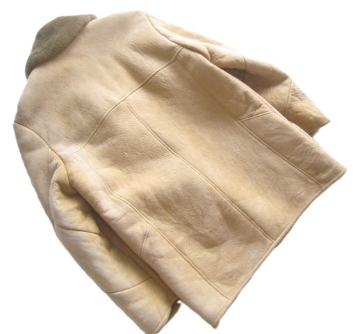  rare!!G.L.BOWRON*80\'s Vintage original leather reverse side boa mouton jacket S absolute size M mocha beige 