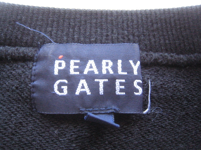 高級!!パーリーゲイツ PEARLY GATES*ロゴプリント ストレッチコットンスウェット・トレーナー 1 実寸レディースM メンズS 黒 ブラック_画像4