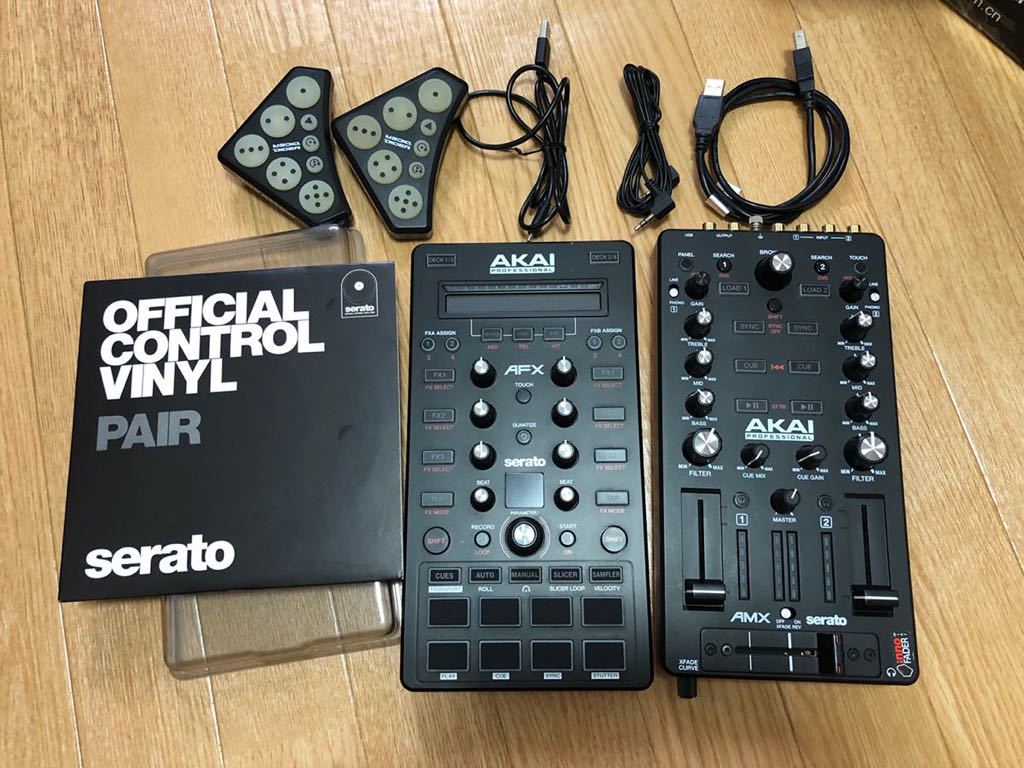 serato pcdjセット akai amx afx control vinyl 2枚 novation dicer decksaver _画像1