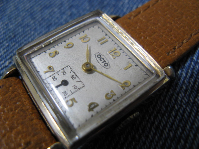 1940年代 OCTO オクト 長方形 スイス製アンティーク手巻腕時計 稼働美品 注油済み _画像1