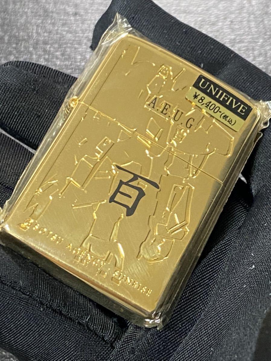 zippo 百式 ゴールド 限定品 GOLD 希少モデル 2003年製 A.E.U.G ガンダム シリアルナンバー NO.1655/2000 専用ケース 保証書付き