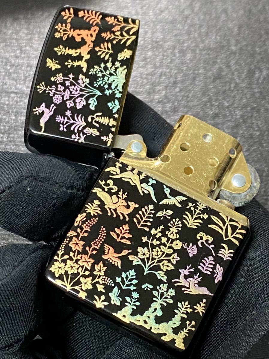 zippo 本漆 特殊加工 希少モデル ヴィンテージ 1996年製 ゴールドインナー 1998年製 専用ベロアケース 保証書付き