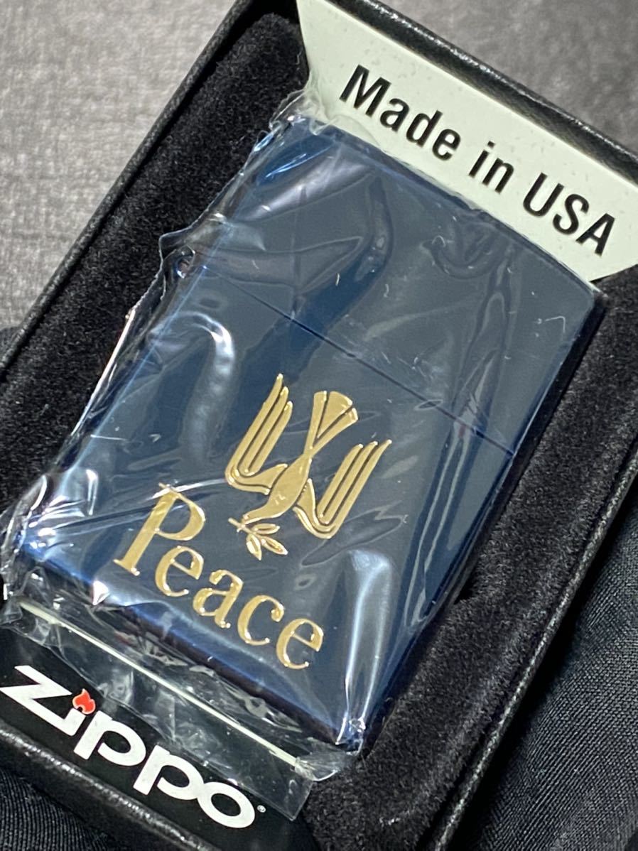 zippo Peace 2007 Model 限定品 ブルーチタン 希少モデル 2007年製 ☆ ピース 両面ゴールド刻印 ケース 保証書付き_画像1