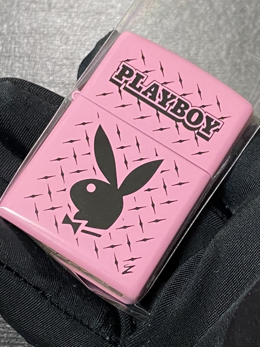 zippo プレイボーイ 前面加工 ピンク 希少モデル 2017年製 PLAY BOY シルバーインナー 2017年製_画像1