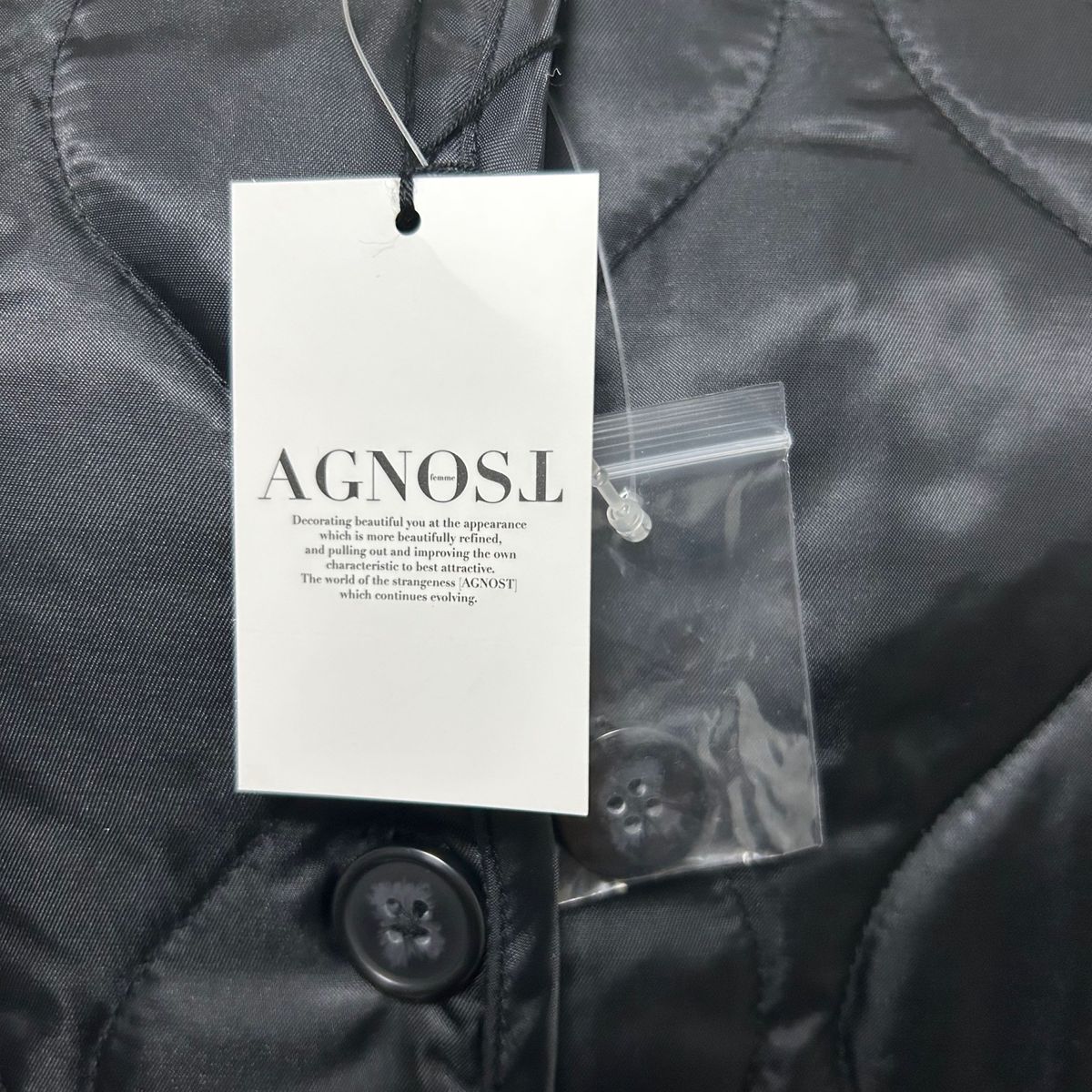 AGNOST キルティングコート　アグノスト　新品未使用タグ付き　黒　 コート　 ブラック　 長袖　サイズ38 レディース　M