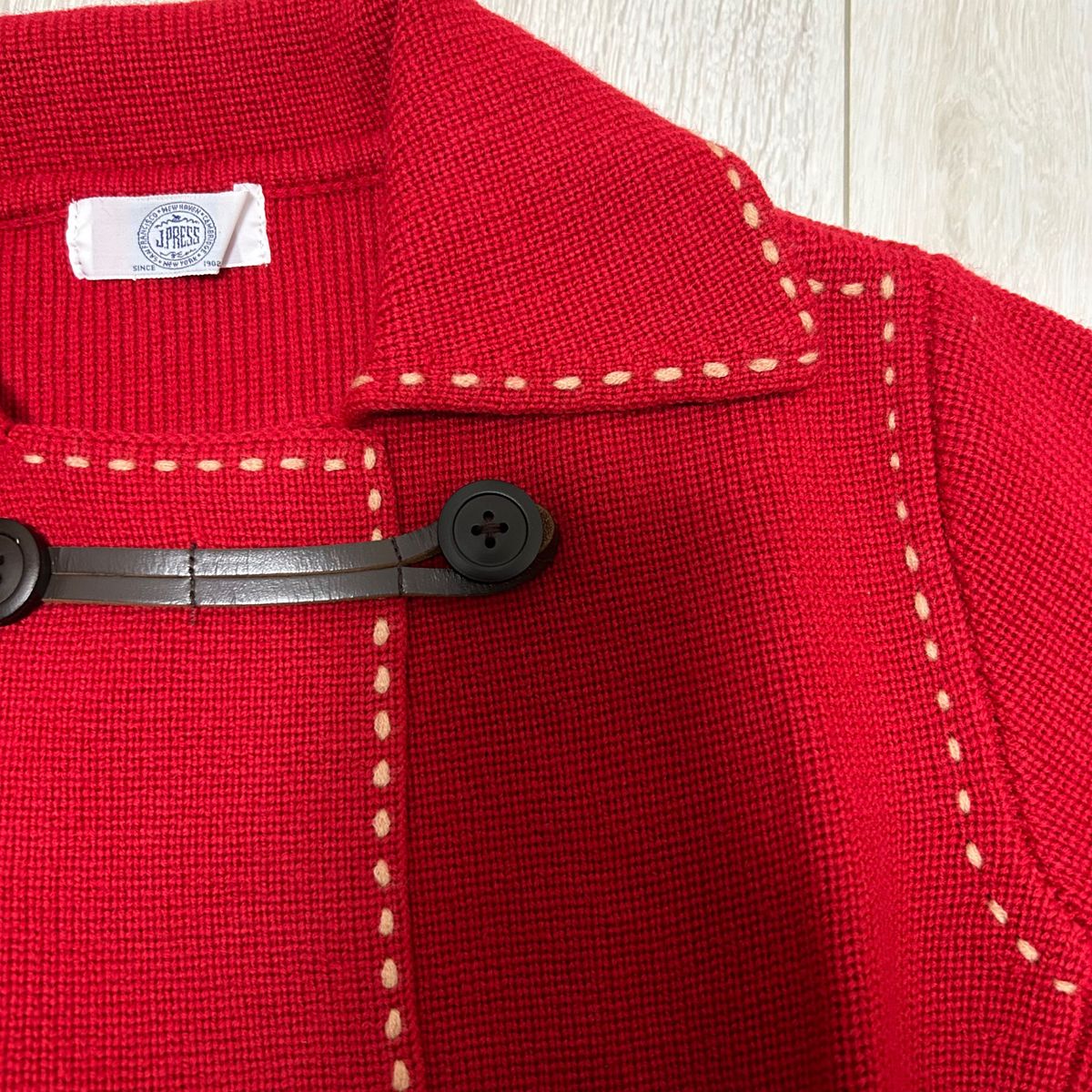 J.PRESS カーディガン　赤　ダッフル　極美品　ジェイプレス　長袖　Mサイズ　セーター　毛　 無地　 ニット ジャケット