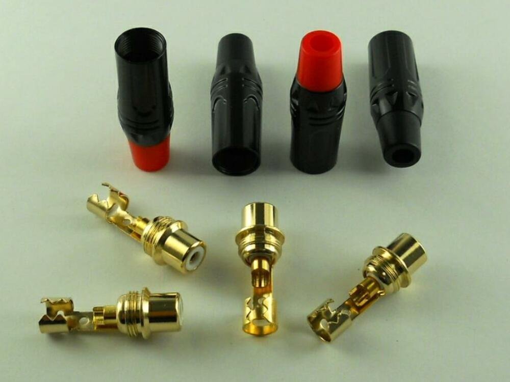 *RCA Jack RCA plug RCA connector pin plug handle da type original work for gilding black 4 pcs set [ free shipping ]
