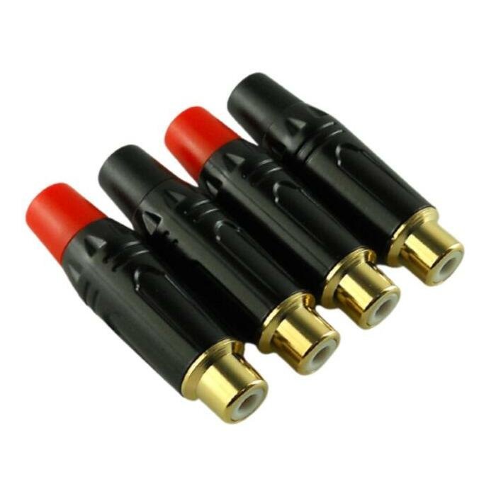 *RCA Jack RCA plug RCA connector pin plug handle da type original work for gilding black 4 pcs set [ free shipping ]