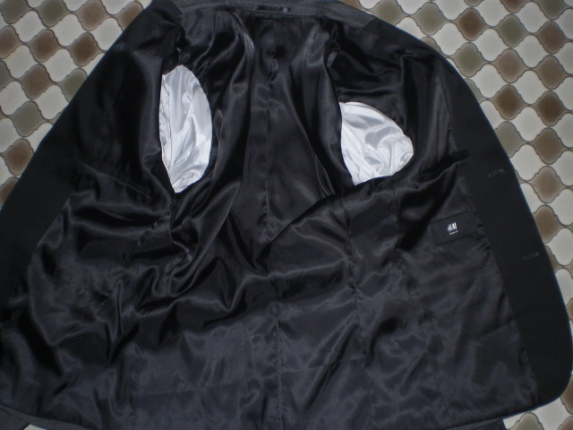 H&M　SKINNY FIT　エイチアンドエム　タキシードカラージャケット　グレー黒　M_画像5