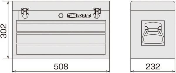 格安 トネ(TONE) ツールチェスト BX230 レッド外寸(mm)間口×奥行×高さ:508×232×302_画像4