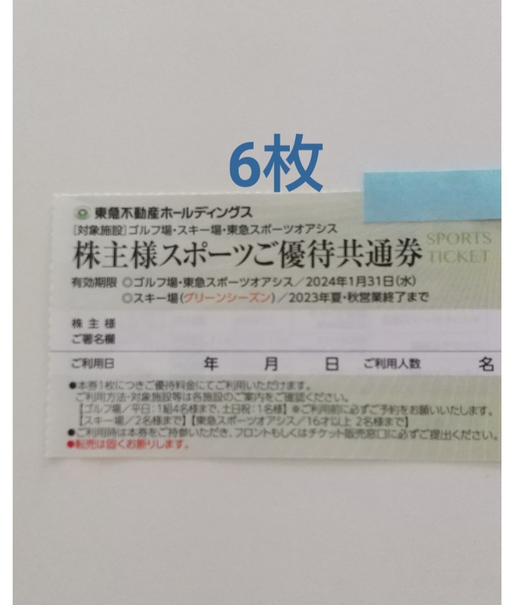 6枚セット 東急スポーツオアシス ゴルフ場 スキー場(グリーンシーズン) スポーツご優待共通券 東急不動産 株主優待 2024年1月31日迄_画像1