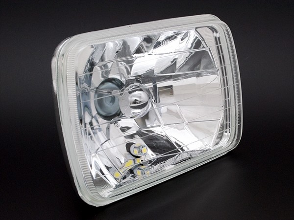 角目2灯式ヘッドライト クオーレ L55系 2個セット ガラス製 セミシールドビーム 2灯角型 LED ポジション付 汎用_画像3