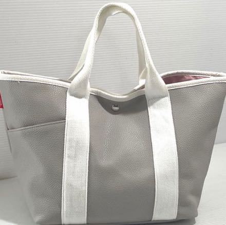 未使用■ 【ROOTOTE】トートバッググレー白_画像2