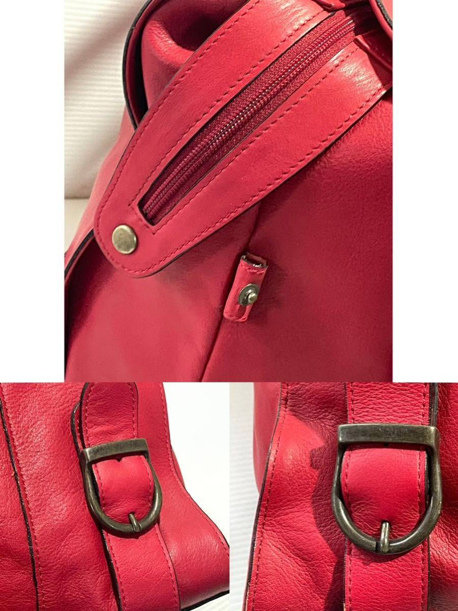  почти не использовался # сделано в Японии натуральная кожа все кожа Boston большая сумка красный красный ощущение роскоши 