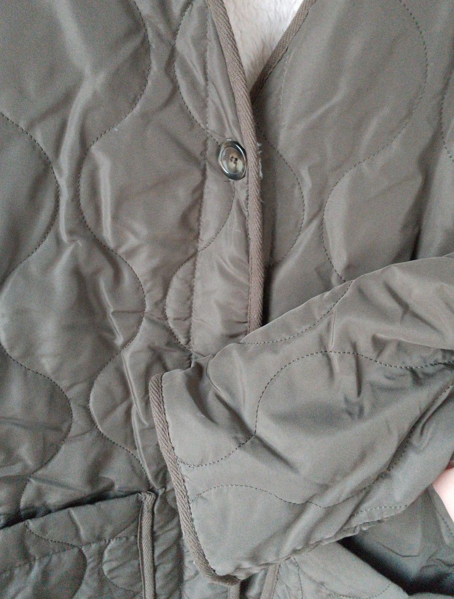 新品 Lサイズ リバーシブル カーキ×ボア パディング コート ジャケット キルト キルティング 中綿