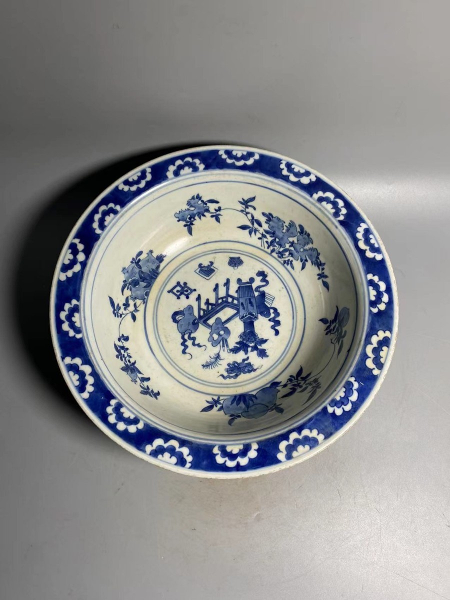 代購代標第一品牌-樂淘letao-旧家蔵出清朝期陶磁器青花大皿景徳鎮製
