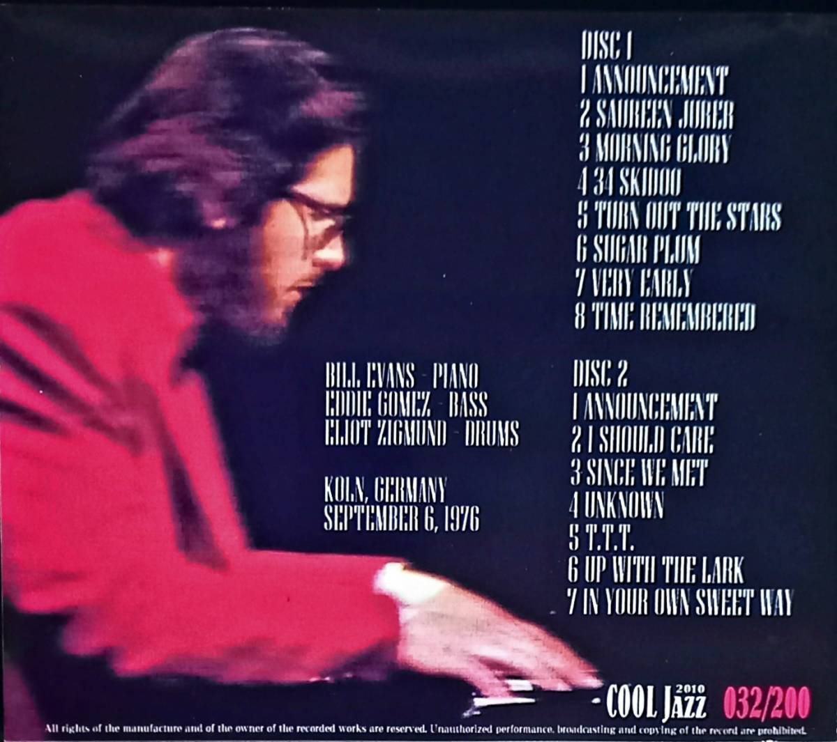 Bill Evans Trio ビルエヴァンスGermany 1976 Complete エディゴメス エリオットジグモンド 200枚限定盤 ビルエバンス 貴重音源_画像3