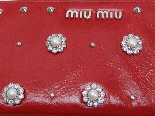 MiuMiu studs flower coin case red [20231109]