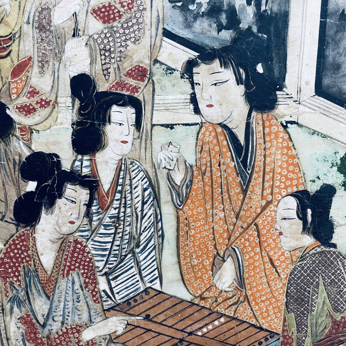 【桃山-江戸初期】風俗画 花街 土佐派 絵画 日本美術 額装_画像2