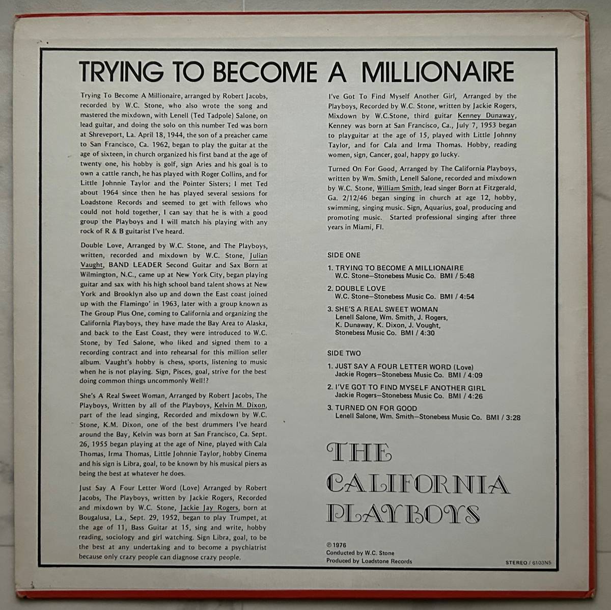 The California Playboys / Trying To Become A Millionaire 1976年 USオリジナル Rare Groove A to Z 激レア盤