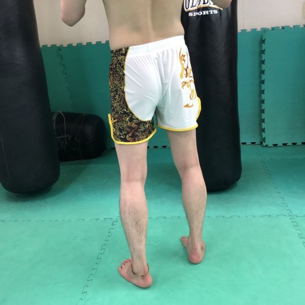 ムエタイ パンツ キック ボクシング K-1 トランクス 試合 練習 プロ アマ 男 女 兼用(ホワイト,S)_画像6