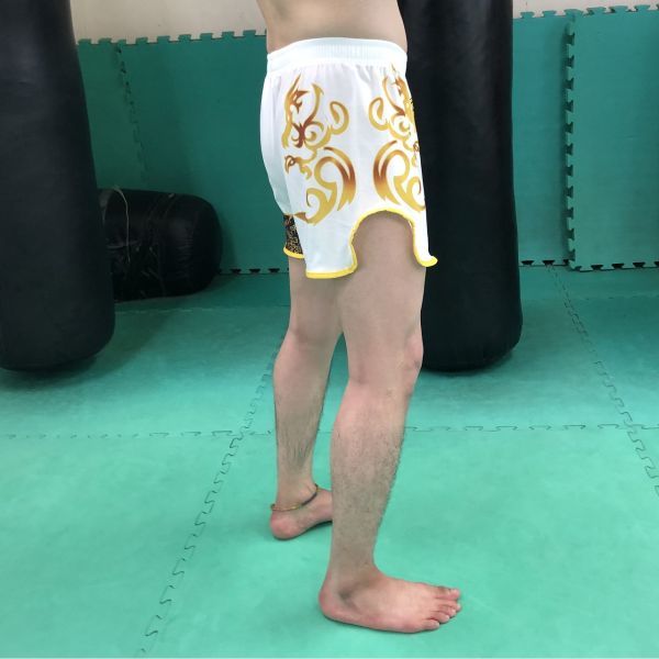 ムエタイ パンツ キック ボクシング K-1 トランクス 試合 練習 プロ アマ 男 女 兼用(ホワイト,S)_画像5