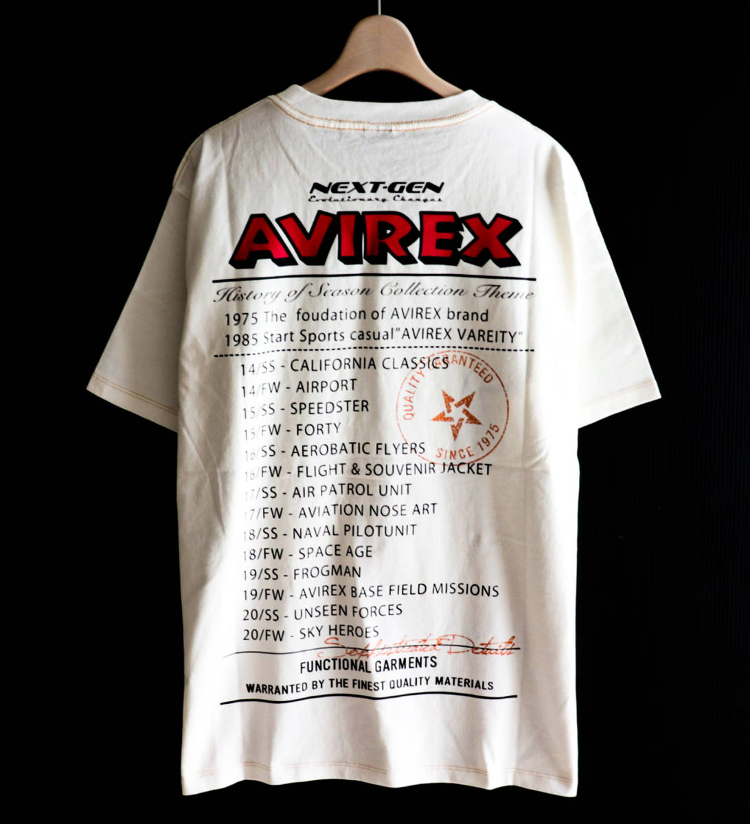 《アヴィレックス》新品 ビッグロゴ・メッセージ ステッチワークテイストTシャツ カットソー XL A8265
