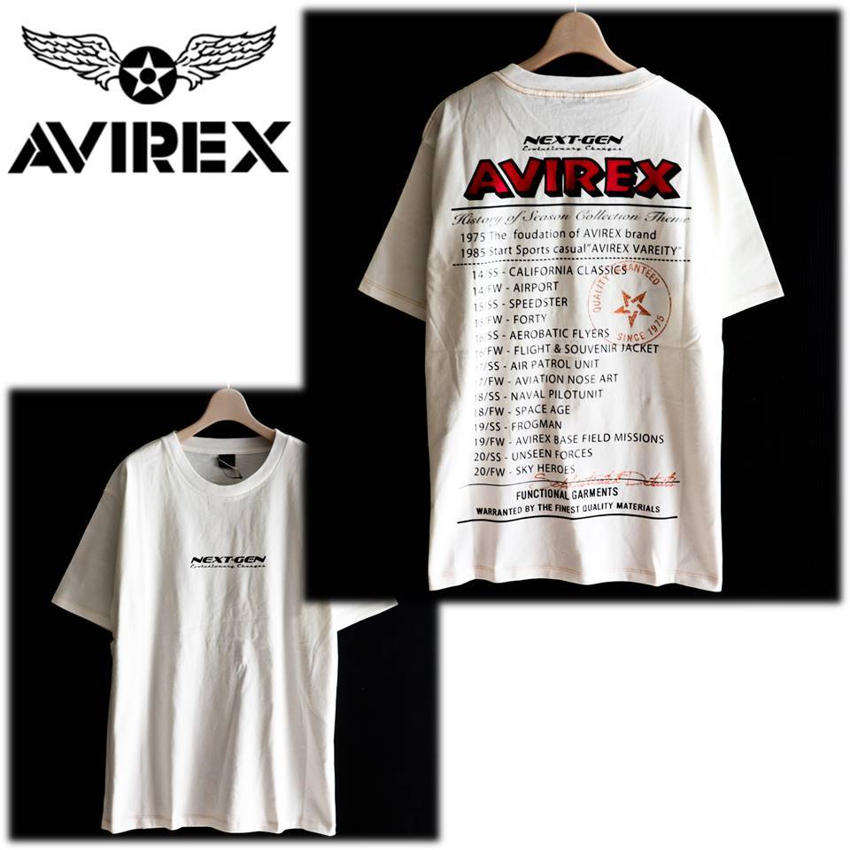 《アヴィレックス》新品 ビッグロゴ・メッセージ ステッチワークテイストTシャツ カットソー XL A8265