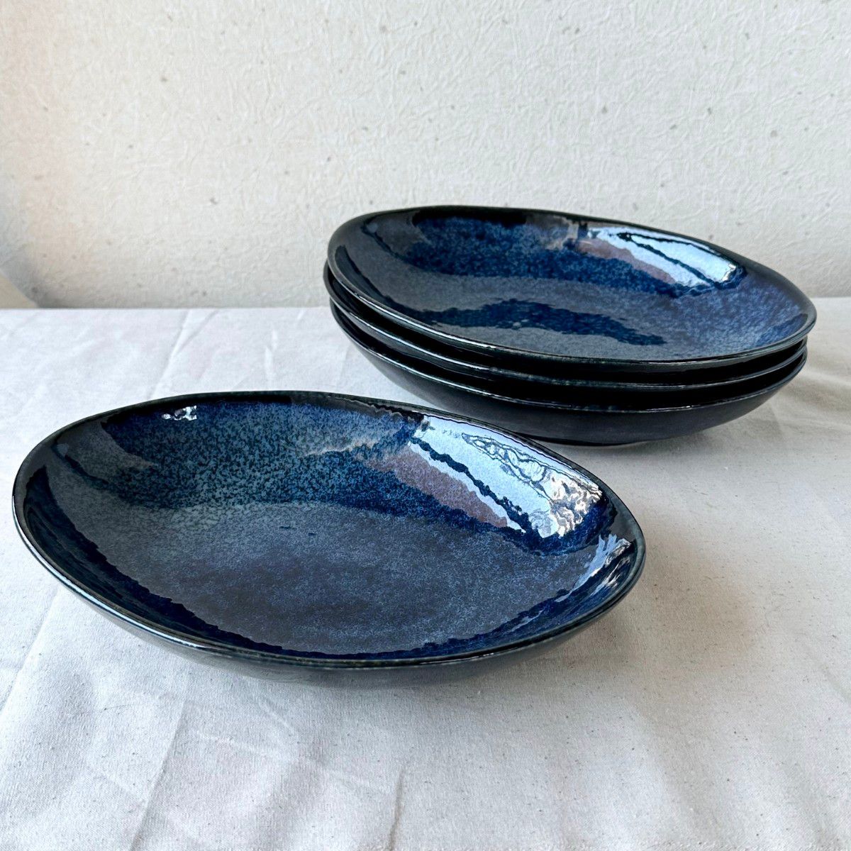 4枚】新品 日本製 美濃焼 オーバル 楕円皿 深皿 カレー皿 窯変 4枚】新品 日本製 美濃焼 オーバル 楕円皿 深皿 カレー皿 窯変