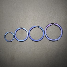 二重リング 平角 ブルー チタン ハンドクラフト材 [ 25mm ] 二重カン キーリング キーホルダー 二重チング_画像4