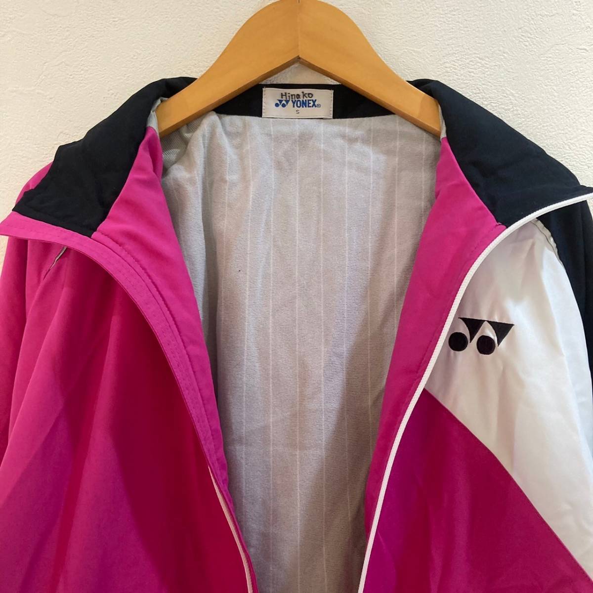 YONEX/ Yonex long sleeve Zip up nylon jacket badminton white Pink Lady -sS