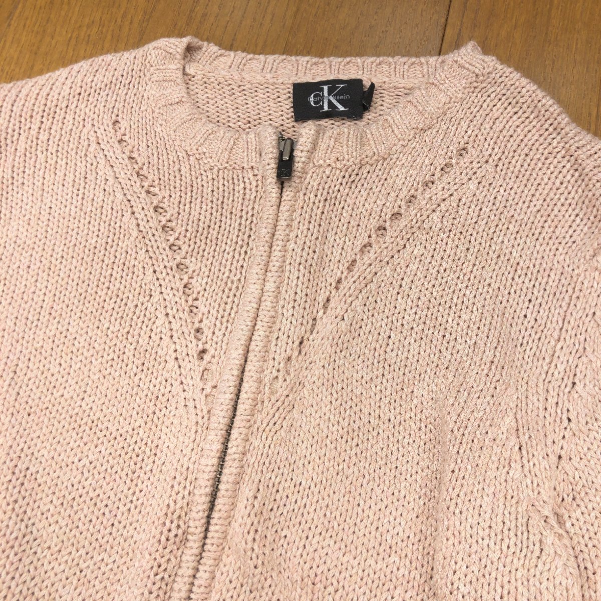 ●CK Calvin Klein カルバンクライン ニット アンサンブル M ピンクベージュ カットソー ジップアップ ジャケット 国内正規品 レディース_画像5