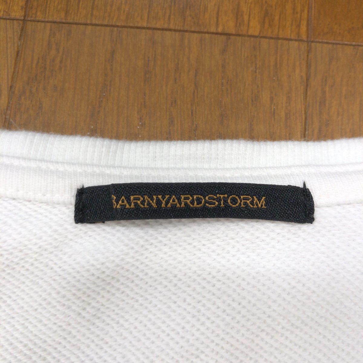 ●BARNYARDSTORM バンヤードストーム オープンネック オーバーサイズ ゆったり スウェット トレーナー 1(M) 白 長袖 ビッグシルエット_画像3