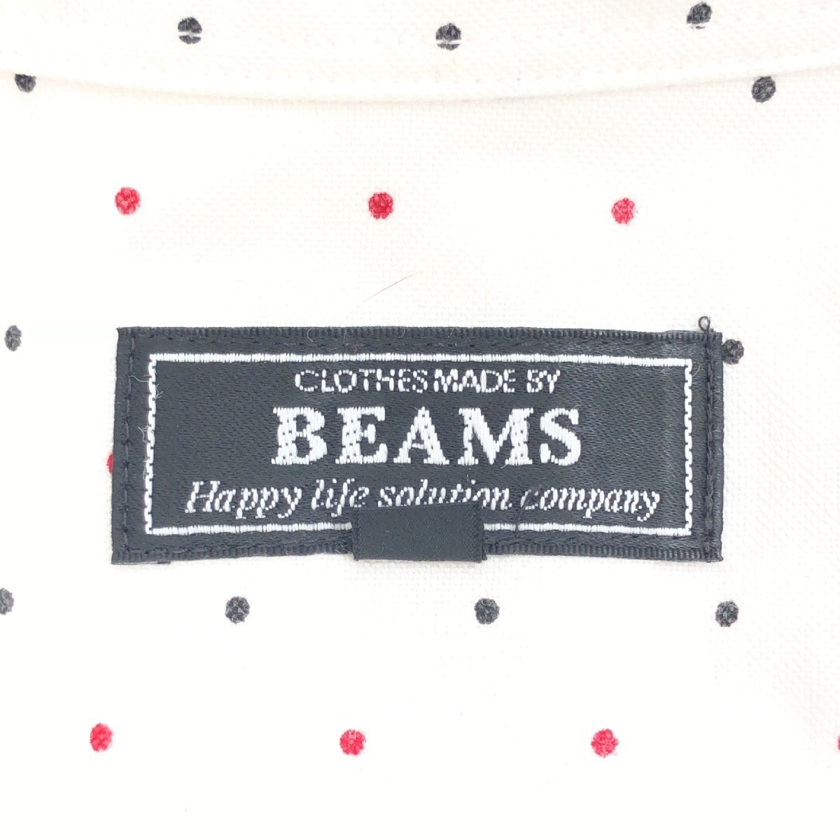 BEAMS ビームス ドット柄 オックスフォード シャツ M 白 ホワイト 長袖 水玉 国内正規品 メンズ 紳士_画像3