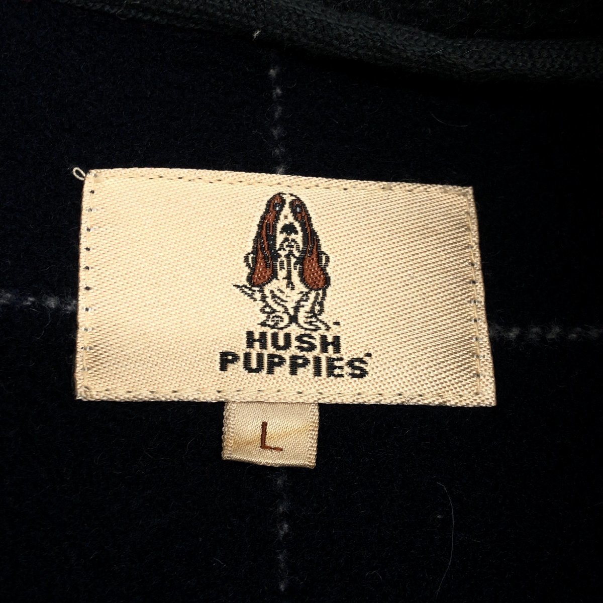 ◆Hush Puppies ハッシュパピー 裏地チェック ウール ジャケット L 黒 ブラック ブルゾン 国内正規品 メンズ 紳士_画像3