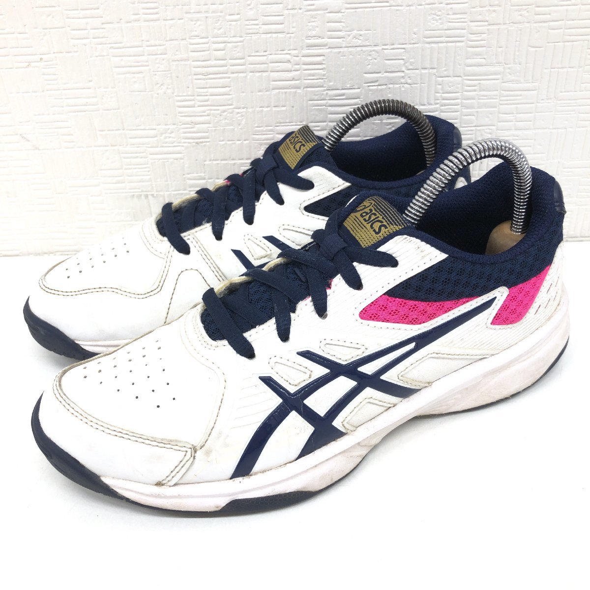 ●ASICS アシックス コートスライドOC オムニ・クレーコート兼用 テニスシューズ 23cm 白×紺 ホワイト ネイビー 部活 レディース 女性用_画像1