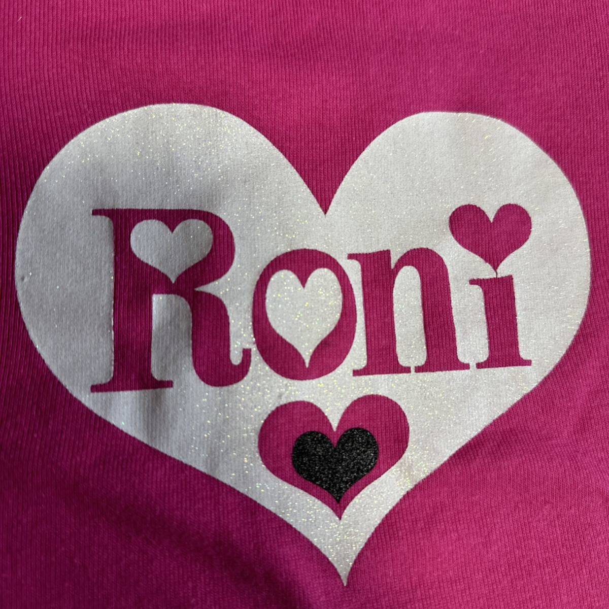  новый товар RONIroni. ламе Heart Logo короткий рукав футболка 150 розовый 5565 иен Dance трикотаж с коротким рукавом 