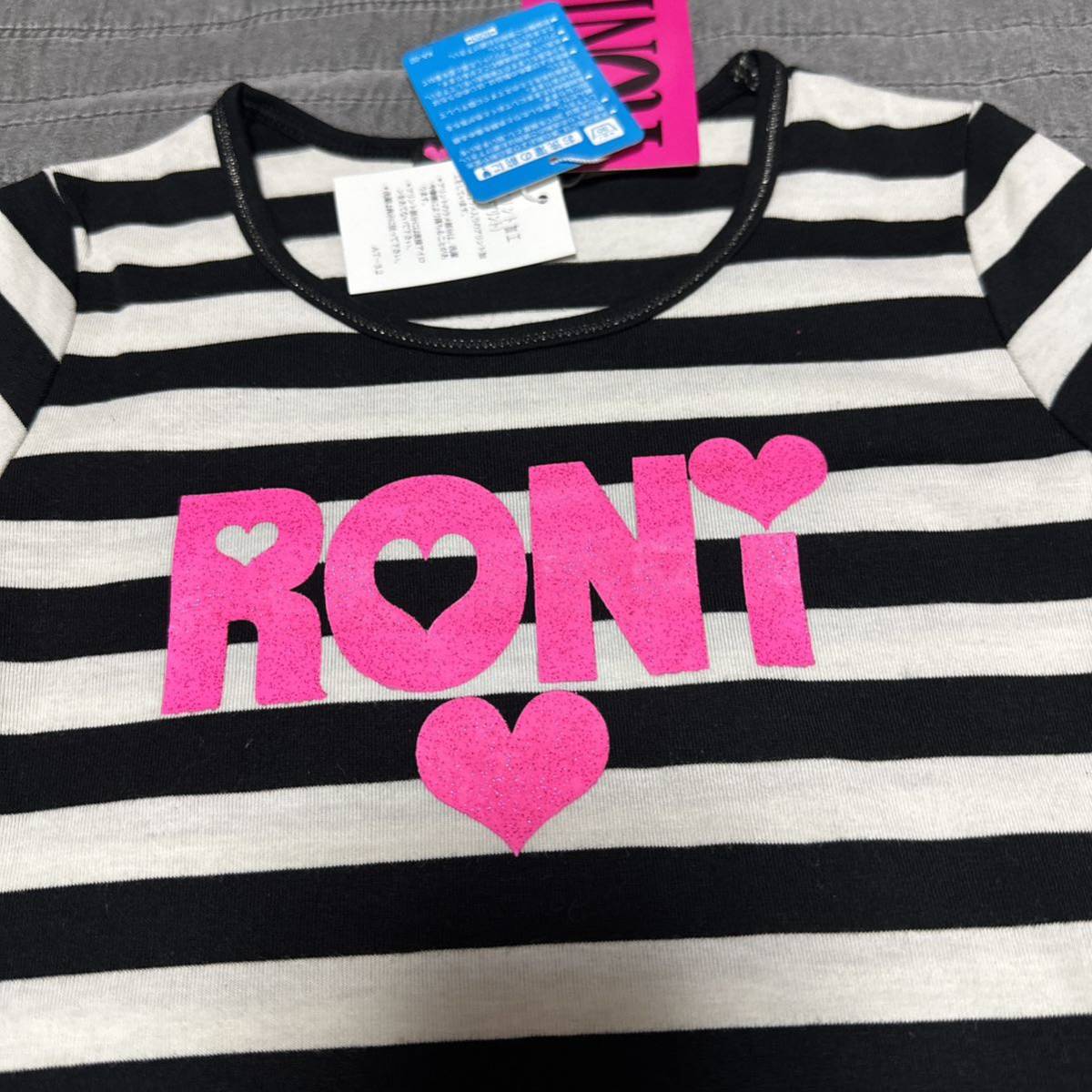 新品RONIロニィ　ボーダー長袖Tシャツ　ロンT120 ラメロゴ 5880円　ボーダー 長袖 カットソー トップス 女の子　キッズ　子供服