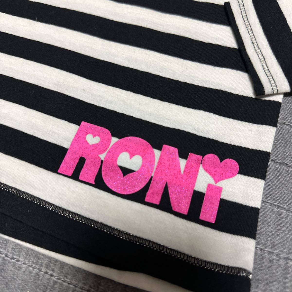 新品RONIロニィ　ボーダー長袖Tシャツ　ロンT120 ラメロゴ 5880円　ボーダー 長袖 カットソー トップス 女の子　キッズ　子供服