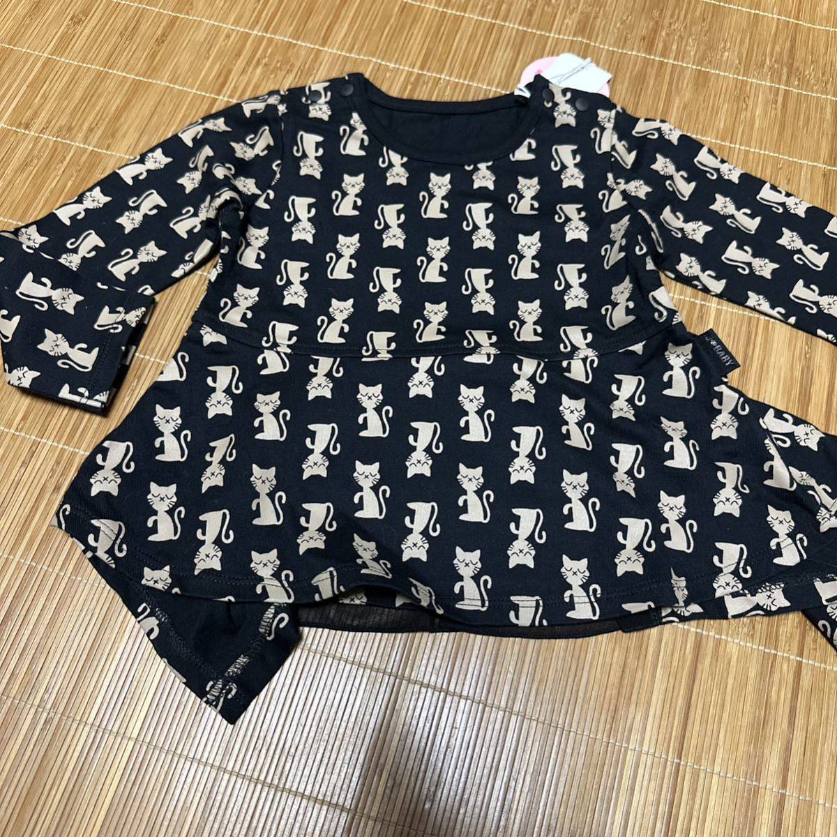 新品JENNI完売ネコ柄 フリル長袖Tシャツトップスカットソー&キュロットスカート セットアップ90 ベビー服　女の子 上下セット フォーマル◎_画像2