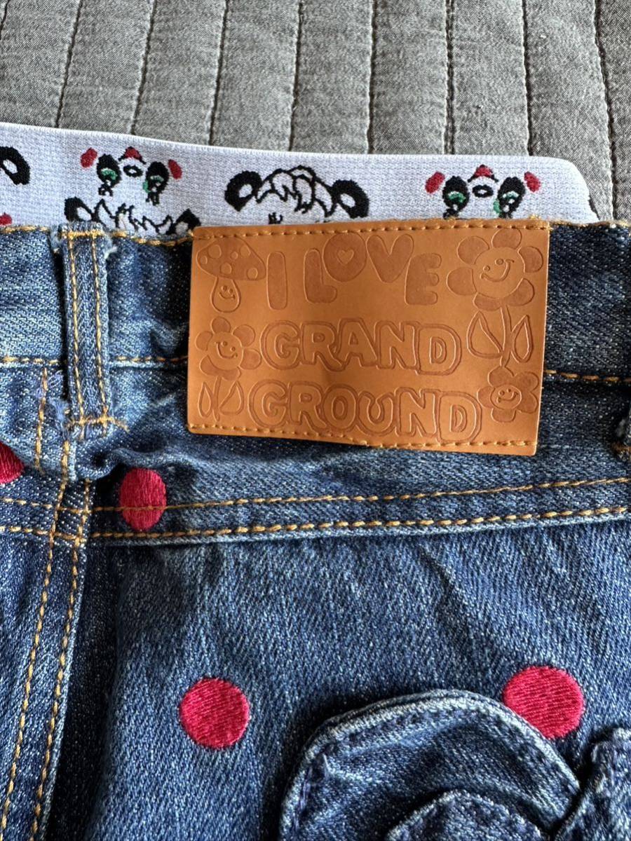  новый товар g ковер la немедленно полная распродажа Panda обезьяна L Denim брюки 110 обычная цена 7980 иен голубой мужчина девочка Kids ребенок одежда джинсы . лицо нет pli точка 